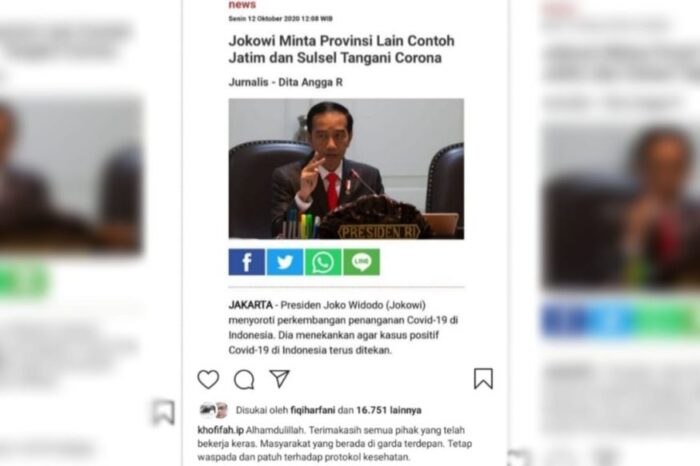 Screnshot postingan khofifah di akun Instagram pribadinya/ist