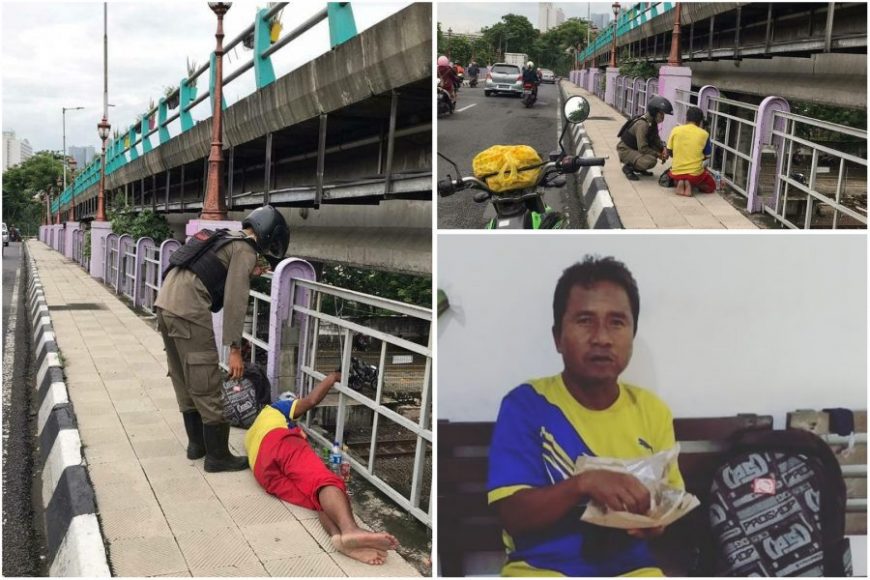 Pria asal Pekan Baru, Riau yang sedang mencari kerabatnya di Surabaya /source: instagram @satpolppsurabaya