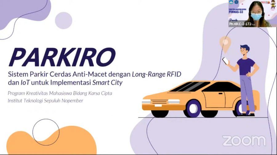 Sharelle Clairine Hayadi (frame kanan atas) saat mempresentasikan Parkiro pada ajang Pimnas ke-33 /Ist