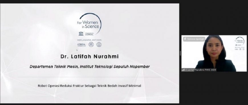 Dr Latifah Nurahmi saat mendapatkan penghargaan dari L'Oreal UNESCO for Women in Science 2020 pada akhir November lalu /Ist