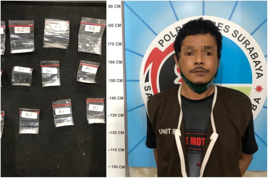 Pelaku beserta barang bukti saat diamankan di Mapolrestabes Surabaya /Ist 