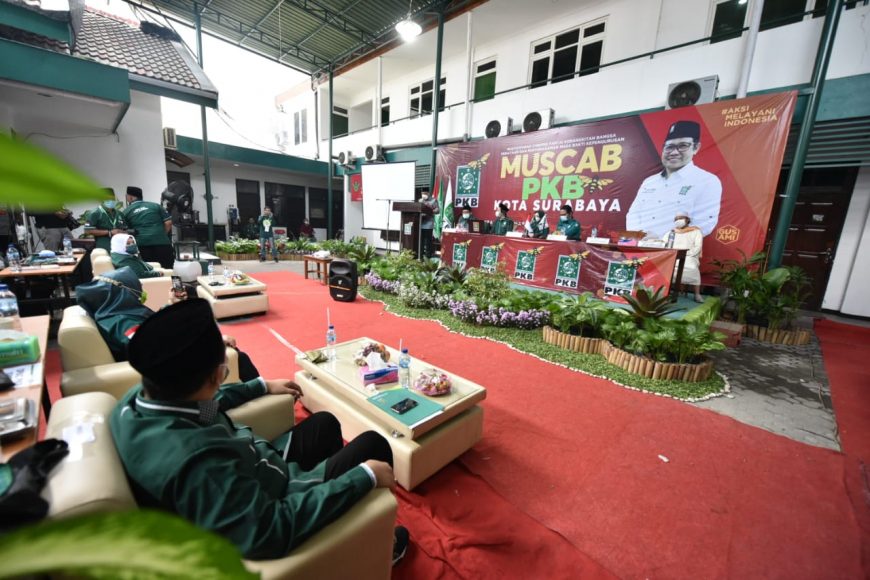 Wali Kota Surabaya Eri Cahyadi saat sambutan di Muscab PKB/bicarasurabaya.com
