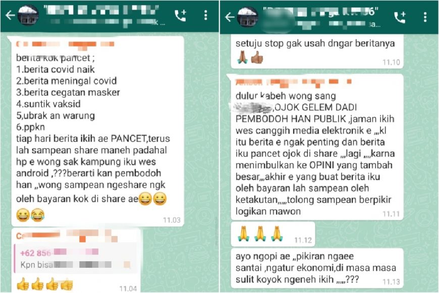 Tangkapan layar sebuah percakapan di grub whatsapp salah satu RW di Surabaya /Ist