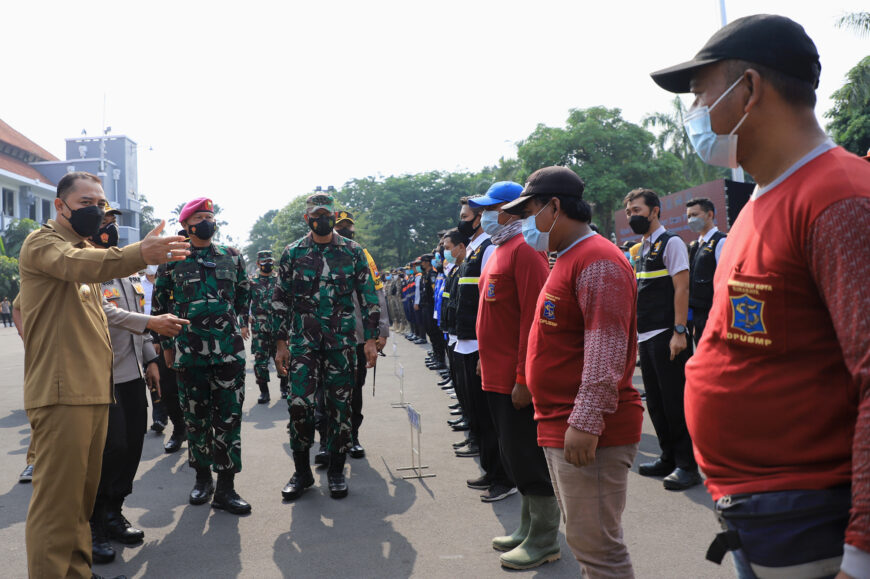 Gelar apel pasukan berlangsung di Taman Surya Balai Kota Surabaya /Ist