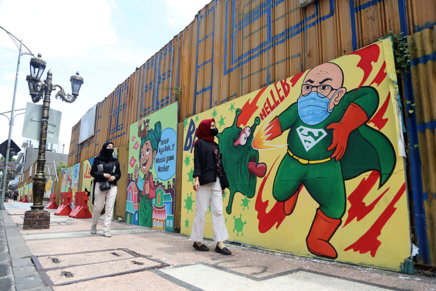 Mural bertemakan protokol kesehatan di Jalan Tunjungan Surabaya /Ist