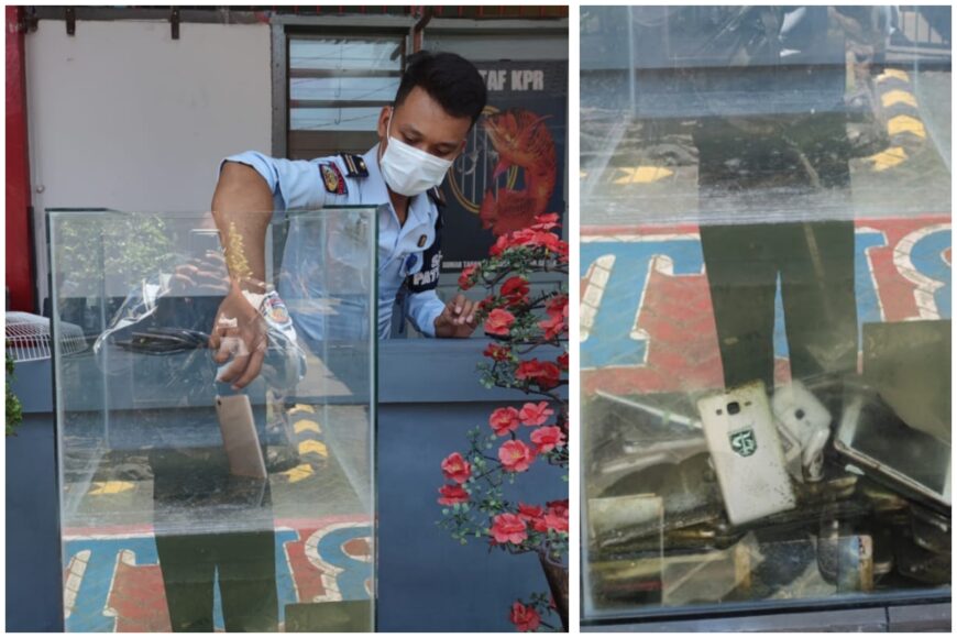 Petugas rutan memasukkan handphone selundupan ke dalam aquarium /Ist