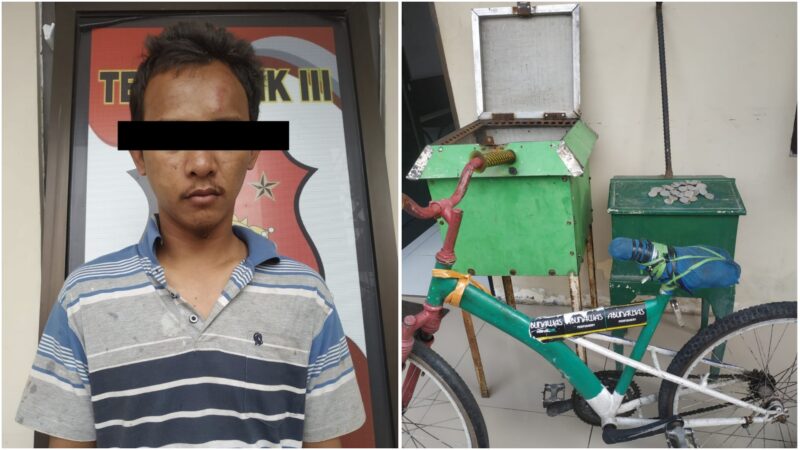 Pelaku beserta barang bukti saat diamankan di Mapolsek Sukolilo, Polrestabes Surabaya /Ist