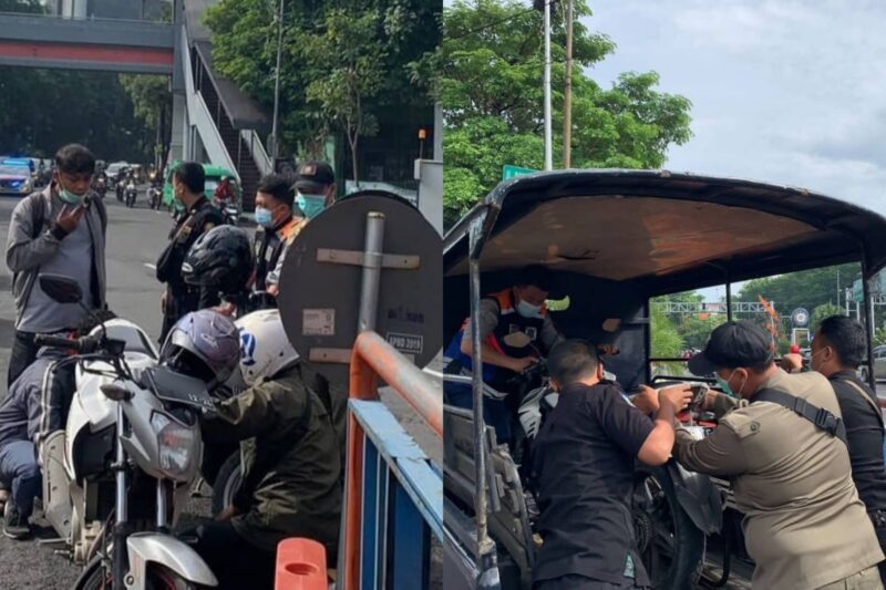Petugas membantu mengangkut kendaraan milik warga untuk diantar menuju bengkel terdekat /dok. Satpol PP Surabaya