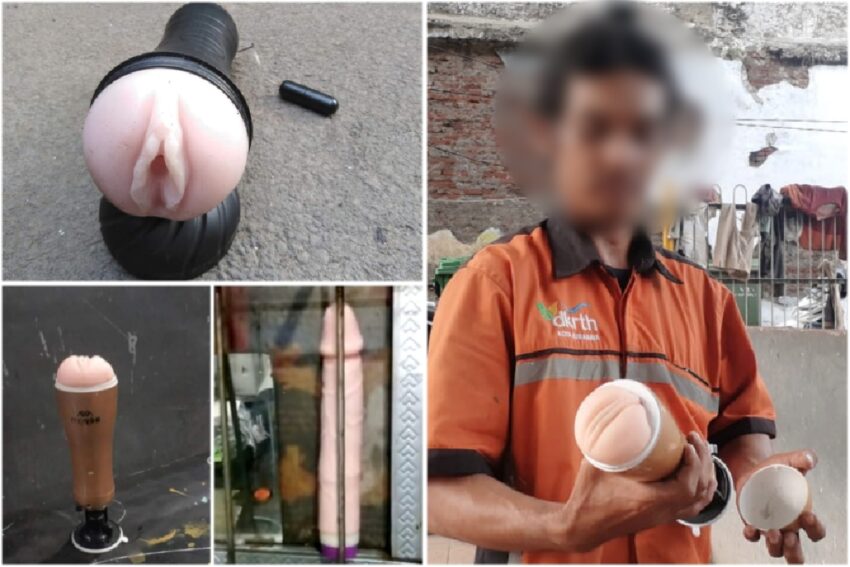 Sejumlah sextoys yang berhasil ditemukan petugas kebersihan saat membersihkan sampah di saluran /Istimewa