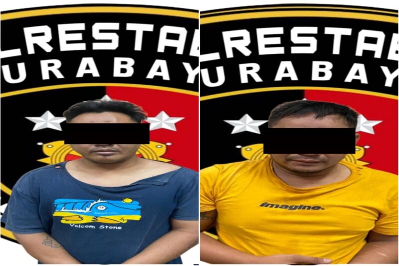 Kedua pelaku jambret saat diamankan di Mapolrestabes Surabaya /Ist