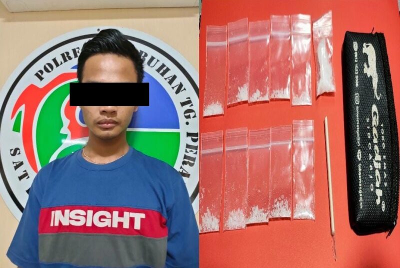 Pelaku berinisial RH beserta barang bukti sabu /Istimewa