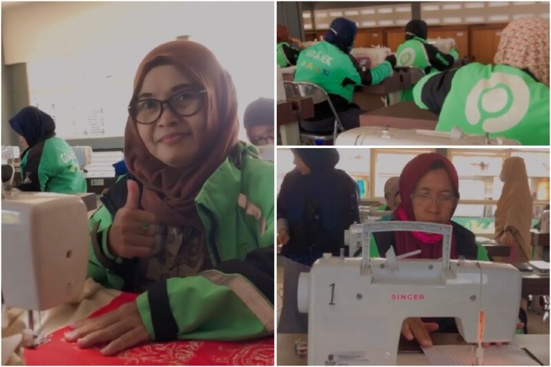Pelatihan menjahit bagi ojol wanita di Kota Surabaya /screenshot: akun instagram Dinsos Surabaya