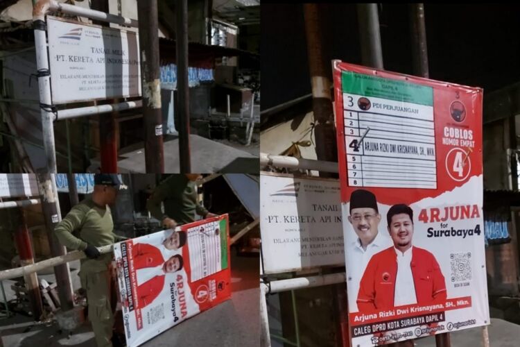 Penertiban baliho di Kota Surabaya /dok. Satpol PP Surabaya