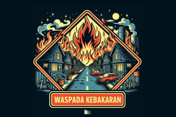 Ilustrasi papan imbauan waspada kebakaran (Bicara Surabaya)