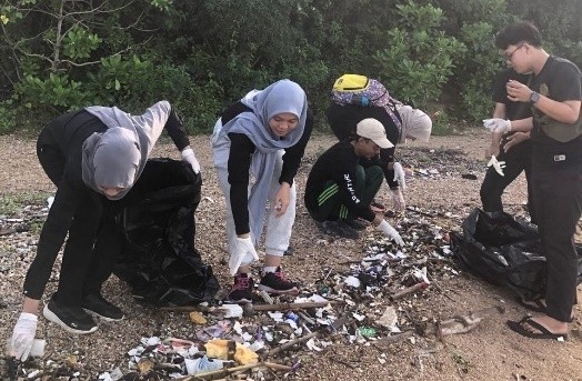 Para mahasiswa bersama warga bersihkan sampah bersama-sama di pantai/istimewa