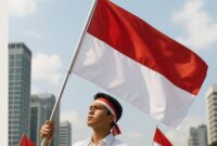 Foto ilustrasi pengibaran bendera pada saat Hari Sumpah Pemuda besok/chatgpt