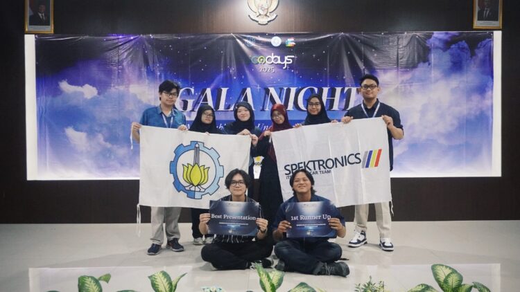 Tim Spektronics ITS berhasil membawa pulang dua gelar juara pada kompetisi Ichedece Ecodays UNS 2025. (Foto: Humas ITS/BS)
