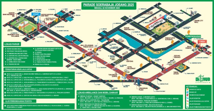 Lokasi-lokasi parkir saat acara Parade Surabaya Juang/dok.bicarasurabaya.com