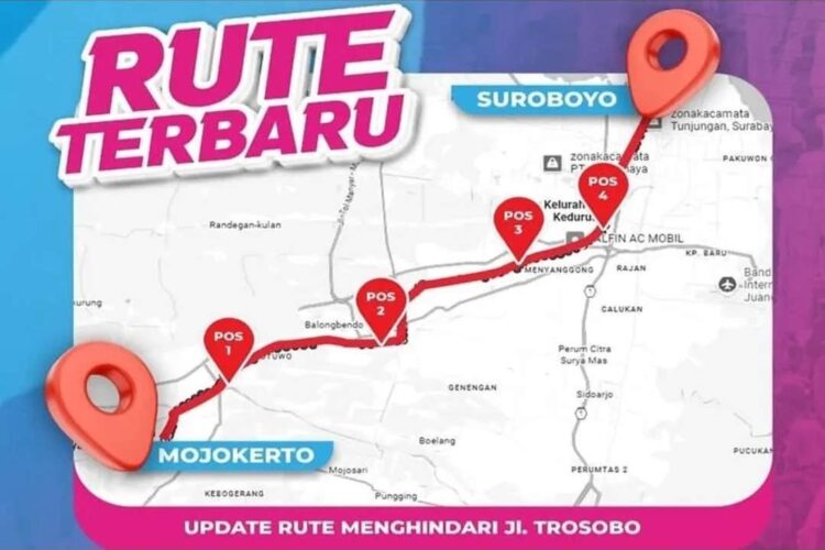 Peta jalur Gerak jalan Mojosuro 2025 terbaru. (Foto: Dispora Jatim).