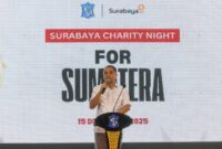 Wali Kota Eri Cahyadi saat memberikan sambutan Surabaya Charity Night for Sumatera yang berhasil kumpulkan Rp 3,5 Miliar. (Foto: Dok Humas Pemkot/bs)