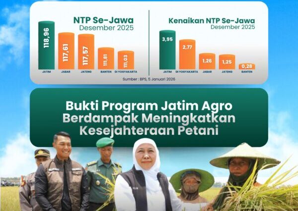 Diagram NTP Jatim tertinggi sepanjang 2025. (Foto: Dok Humas Pemprov Jatim)
