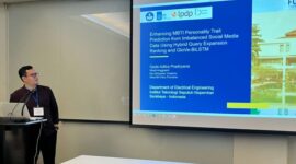 Dr Gede Aditra Pradnyana SKom MKom saat menyampaikan tahapan awal penelitian pada Konferensi Internasional FUZZ-IEEE di Korea Selatan tahun 2023, (foto: dok Humas ITS)