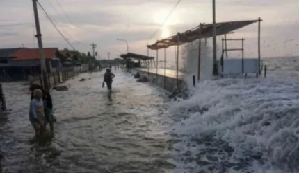 BKMG peringatkan wilayah di pesisir Jatim akan terkena banjir rob atau pasang maksimum yang disebabkan siklus fase bulan baru atau new moon