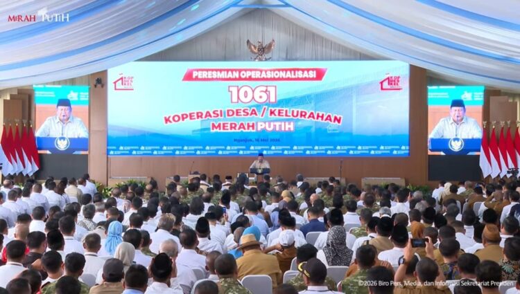 Presiden Prabowo Subianto meresmikan operasional 1.061 Koperasi Desa dan Kelurahan (Kopdes) Merah Putih di Nganjuk, Jawa Timur. (Foto: Tangkapan layar youtube Sekkab)