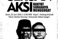 Ratusan Massa Aksi di Grahadi, Soroti Kinerja Pemerintahan Prabowo-Gibran. (Foto: Tangkapan Layar @arek.gerak)