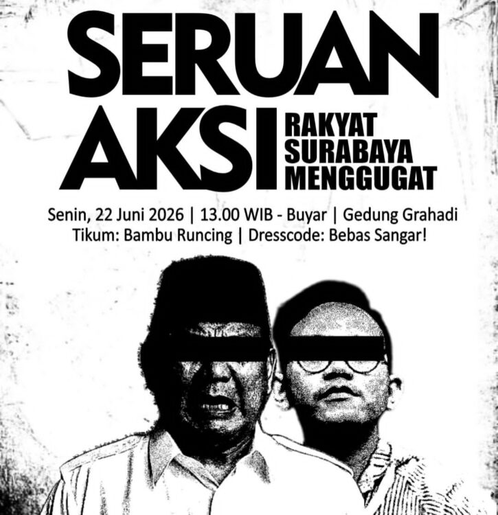 Ratusan Massa Aksi di Grahadi, Soroti Kinerja Pemerintahan Prabowo-Gibran. (Foto: Tangkapan Layar @arek.gerak)
