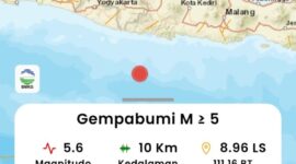Pukul 14.47, Sabtu (27/6) Pacitan diguncang Gempa M 5.6. (Foto Tangkapan layar BMKG)