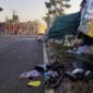 Kondisi bus yang terlibat kecelakaan beruntun yang menewaskan dua orang di akses Suramadu Bangkalan. (Foto: Ist)