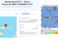 Informasi peringatan dini tsunami akibat terjadinya gempa dengan magnitudo sebesar 7,7 di wilayah NTT (sumber dari bmkg.go.id)
