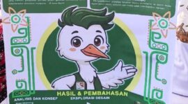 Maskot Kuntul yang diperkenalkan oleh UPN Veteran Jawa Timur dalam festival riset dan inovasi/dok.bicarasurabaya.com