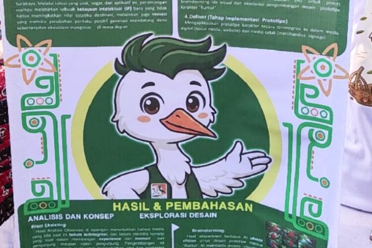 Maskot Kuntul yang diperkenalkan oleh UPN Veteran Jawa Timur dalam festival riset dan inovasi/dok.bicarasurabaya.com