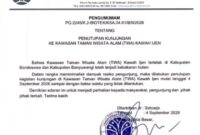 Surat penutupan Taman Wisata Kawah Ijen terkait meluasnya kebakaran hutan dikawasan tersebut. (Foto: Ist)