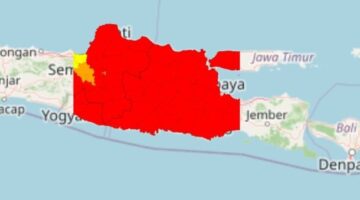 Peta kekeringan dan panas panjang yang diprediksi BMKG terjadi di 36 kabupaten/kota di Jawa Timur terjadi hingga awal Desember 2026. (Foto: BMKG)