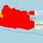 Peta kekeringan dan panas panjang yang diprediksi BMKG terjadi di 36 kabupaten/kota di Jawa Timur terjadi hingga awal Desember 2026. (Foto: BMKG)